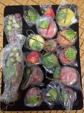 NEW Vintage Beaded Sugared Faux Fruit Ornaments Assorted 21 pcs Mixed picture