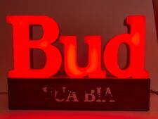 Vintage Bud Beer Light Up Sign Works 1991 Bar neon BUDWEISER bright red electric picture