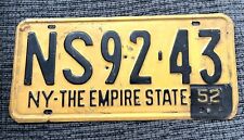 NEW YORK NY The Empire State 1951 52 Single Passenger License Plate Car NS92 43 picture