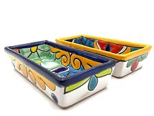 Talavera Candy Dish 2pc Rectangular Home Decor Kitchen Mexican Pottery 7.5” picture