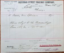 Bozeman, MT 1905 Trolley Document: Street Railway Company - Montana Mont Tram picture