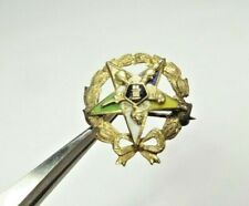 14k SOLID YELLOW GOLD MASONIC ORDER OF EASTERN STAR WREATH PIN LAPEL  picture