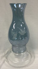 Fenton Blue Glass Hurricane w/Candle Holder Base picture