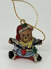 Vintage Tiny Christmas Bear Ornament Santa Hat Holiday Lights picture