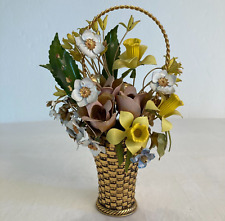 1977 Gloria Vanderbilt Brass & Enamel Flowers of the Seasons Spring 3D Bouquet picture