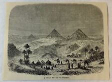 1877 magazine engraving~ A DISTANT VIEW OF THE PYRAMIDS Egypt picture