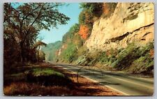 Rock Cut Formation Country Road Highway Mountains Forest WOB Vintage Postcard picture