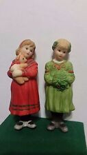 SET OF TWO VINTAGE GORHAM 1987 LITTLE GIRL CHRISTMAS ORNAMENTS HAND-PAINTED 3.5