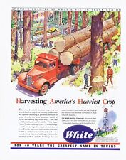 1942 Vintage WHITE MOTOR COMPANY LOG HAUING TRUCKS 11x14 Ad Logging Trucks, WWII picture