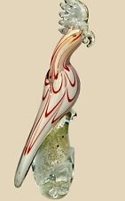 Vintage Murano Glass 13.5 Inch   White and Red  Parrot Figurine picture