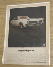 Vintage 1967 PONTIAC Tempest Sprint Car Print Ad Man Cave Wall Art picture