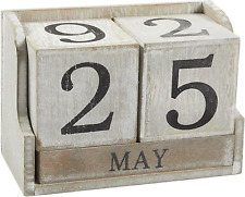 Wooden Perpetual Block Calendar for Desk, Wood Month Date Display Blocks for Tea picture