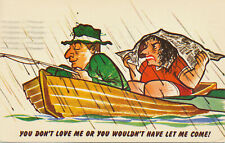 Comic Postcard - Couple boat Fishing Raining - You don't love me OR you picture