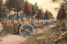 1908 Military Picture Postcard ~Soldiers Line Up Cannons Along Road. #-3442 picture