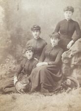 4 Young Sisters Posing Similar Black Dresses 1880s Cabinet Photo Cincinnati OH picture