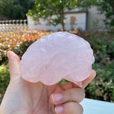 1.4LB 3.7'' Natural Pink Rose Quartz Brain Carved Figurine Rock Crystal Healing picture