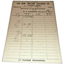 1897 NEW ENGLAND RAILROAD BOSTON MA NEW HAVEN INTERCHANGE REPORT POST CARD B picture