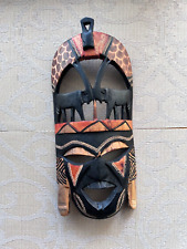 African-Maasai “Elephants Kissing”  Handcarved Wooden Mask.  picture