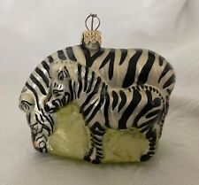 The Discovery Channel Store - ZEBRAS Blown Glass Christmas Ornament - Poland picture