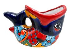 Talavera Whale Planter Animal Pot Mexican Pottery Folk Art Home Decor 9.75