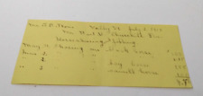 1917 Handwritten Horse Shoeing Receipt, Burt Churchill, Valley, Vt. picture