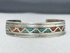 EXCEPTIONAL VINTAGE NAVAJO TURQUOISE STERLING SILVER BRACELET picture