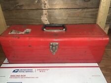 Vintage Red Union Steel Metal Tool Box Model 4119 With Tray picture