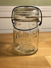 Vintage Clear Atlas EZ Seal Qt Quart Canning Jar Bail Glass Lid 5 1/2 