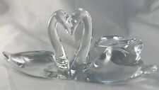 Vintage BACCARAT FRANCE Crystal Loving Swans Heart Signed Figurine picture