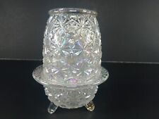 Vintage Daisy Button Iridescent Glass L.E.smith Fairy Lamp picture