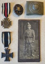 WWI Imperial German Lot: Iron Cross EK2, Wound Badge, Belt Buckle, Photo, Medal picture