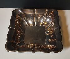 Vintage Fisher Duncan Silver Plated Square Dish Scalloped Rim Fluted 6 in K165 picture