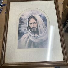 Vintage K. Maroon Matte finished Picture of Jesus with Original Frame picture