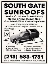 1989 South Gate Sunroofs Vintage Lowrider Print Ad 4x5