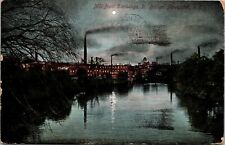 Vtg Pawtucket Rhode Island RI Mill from Exchange Street Bridge 1910 Postcard picture