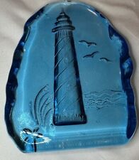 Glass Paperweight Lighthouse Blue picture