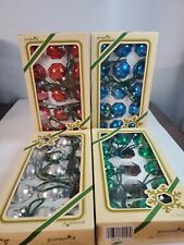 Vintage Pyramid Mercury Glass Ornaments Red Blue Green Silver Christmas 54pcs picture
