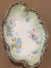 VTG Antique ROYAL SAXE E.S. GERMANY Porcelain Dish HAND PAINTED Flowers picture