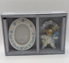 Enesco Cherished Teddy Let It Snow Picture Frame And Ornament 118388 NEW picture