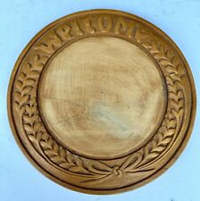 Carved wooden vintage BRAMHALL breadboard with WELCOME and wheat Antique Cheese picture