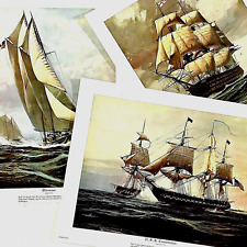 New Thomas Hoyne Set 3 Nautical Prints Sailing Ship Art Sea Boat Navy War Litho picture