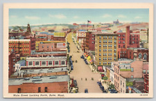 Butte Montana Main Street Looking North Linen Postcard picture