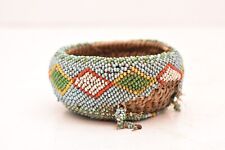 Antique Native American Beaded Basket Colorful Seed Beading Small 3.5