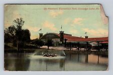 Conneaut Lake PA-Fountain, Exposition Park, Antique, Vintage Souvenir Postcard picture