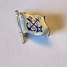 Vintage 1940s WW2 Navy Anchor & Skeleton Key Crossed Flag Lapel Pins/Silver 925 picture