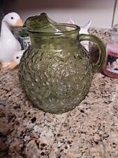 Vintage Ball Pitcher Anchor Hocking Lido Milano Green Textured Crinkle picture