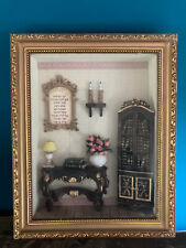 Gold Framed Vintage 3D Shadow Box Diorama Judaica Blessing  Birkat HaBayit picture