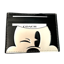 COACH X Disney Mickey Mouse Slim ID Black White 100th Anniversary Face Wink NEW- picture