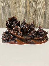 Chinese Eight Immortals Sailing In A Boat Crossing The Sea Resin Redstone Color picture