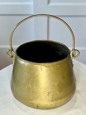 Antique Hand Forged Brass Pot, Bucket, Pail, Planter w/Round Bottom & Handle picture